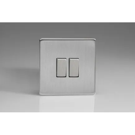 Double Interrupteur Design Va et Vient à Bascule "Rocker Switch" Acier Brossé