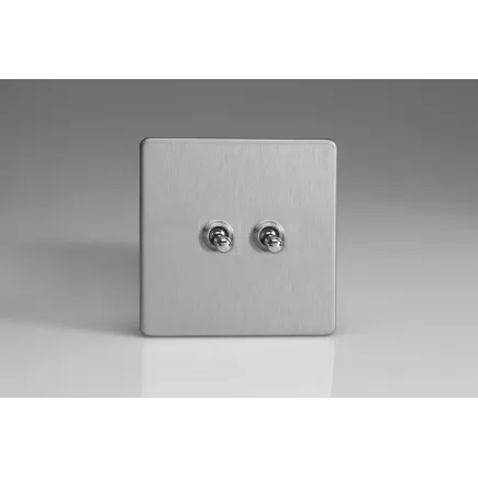 Double Interrupteur Design Va et Vient à Levier "Toggle Switch" (goutte d'eau) Acier Brossé