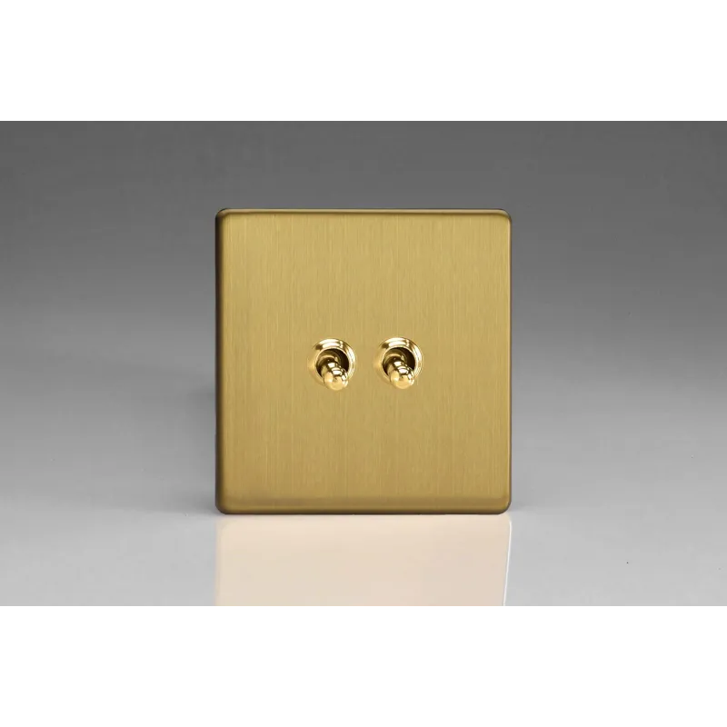 Double Interrupteur Design Va et Vient à Levier "Toggle Switch" (goutte d'eau) Laiton Brossé