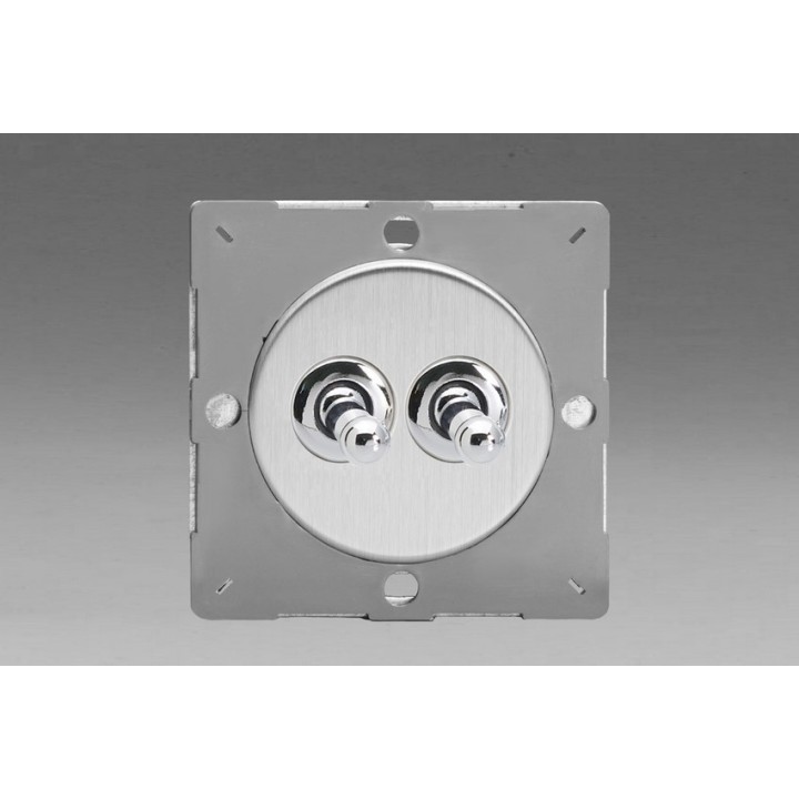 Module Double Interrupteur V&V Toggle Switch Acier Brossé