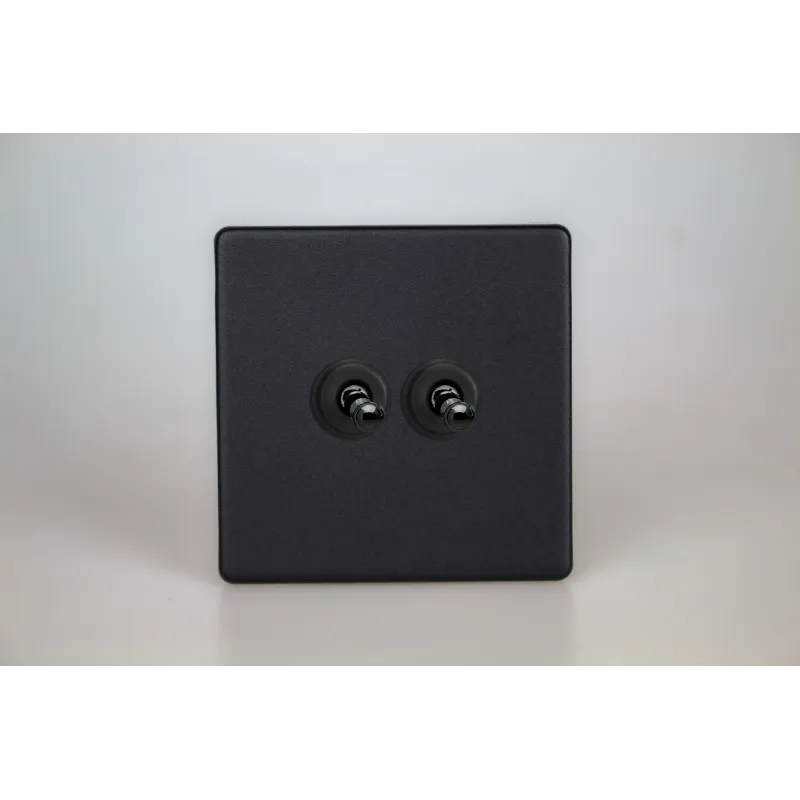 Double Interrupteur Toggle Switch Noir Mat