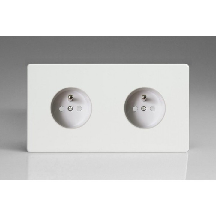 Double Prise de Courant Design Blanc Mat