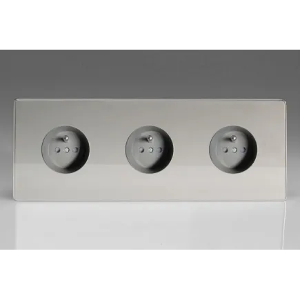 Triple Prise de Courant Design Chrome Miroir
