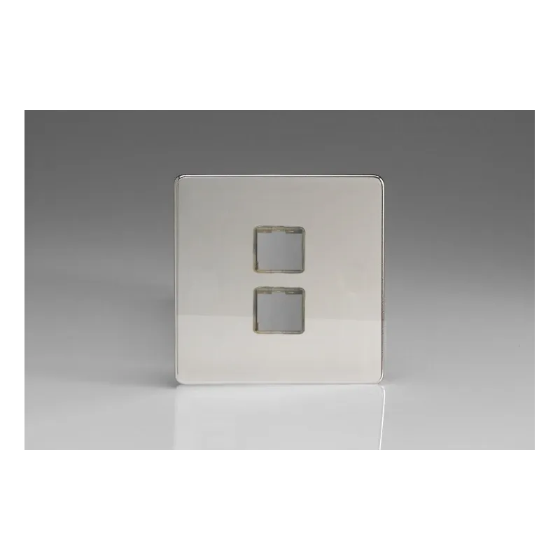 Plaque Data 2 Ports pour Prise RJ12, RJ45 ou USB Design Chrome miroir