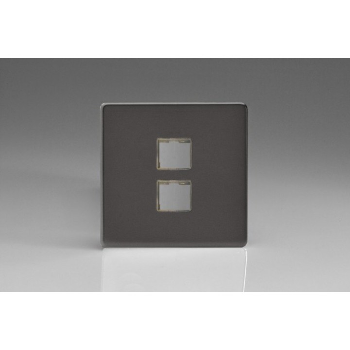 Plaque Data 2 Ports pour Prise RJ12, RJ45 ou USB Design Etain