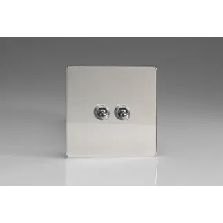 Double Interrupteur Design Va et Vient à Levier "Toggle Switch" (goutte d'eau) Chrome Miroir