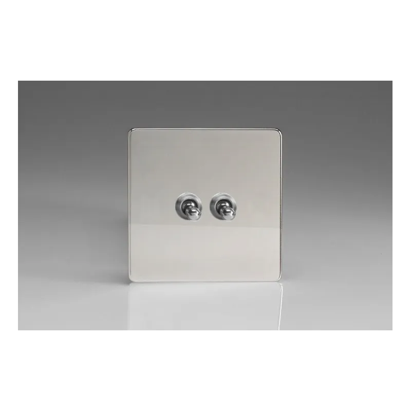 Double Interrupteur Design Va et Vient à Levier "Toggle Switch" (goutte d'eau) Chrome Miroir