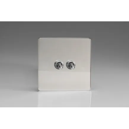 Double Interrupteur Design Va et Vient à Levier "Toggle Switch" (goutte d'eau) Chrome Miroir