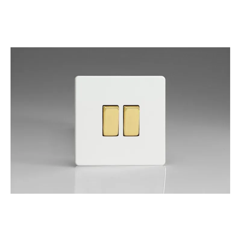 Double Interrupteur Rocker Switch Blanc Mat Bouton Doré