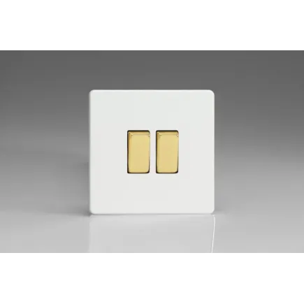 Double Interrupteur V&V Rocker Switch Blanc Mat Bouton Doré