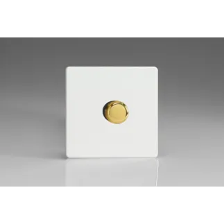 Variateur LED Design Blanc Mat Bouton Doré
