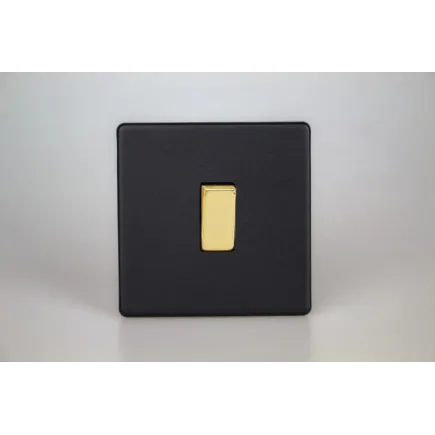 Interrupteur Design V&V Rocker Switch Noir Mat Bouton Doré