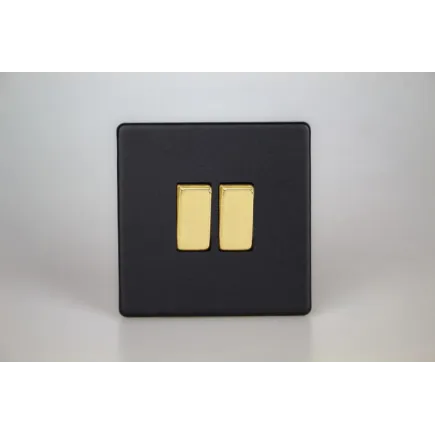 Double Interrupteur V&V Rocker Switch Noir Mat Bouton Doré