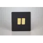 Double Interrupteur Rocker Switch Noir Mat Bouton Doré
