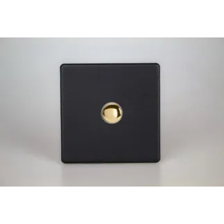 Interrupteur V&V Push Switch Noir Mat Bouton Doré