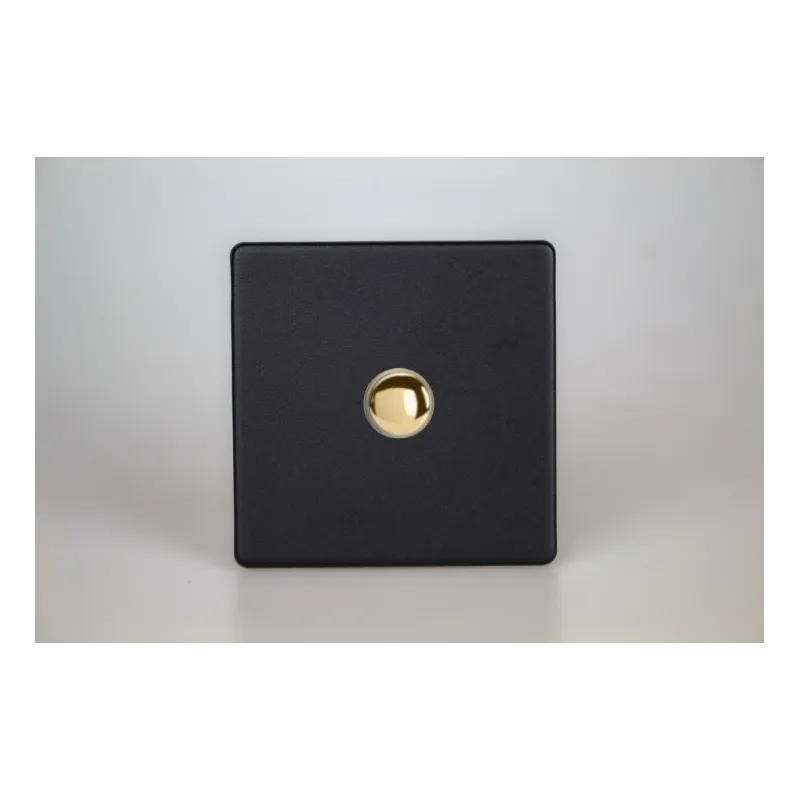 Bouton Poussoir Telerupteur Noir Mat Bouton Doré
