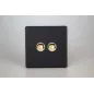 Double Bouton Poussoir Telerupteur Noir Mat Bouton Doré Double Bouton Poussoir Telerupteur Noir Mat Bouton Doré