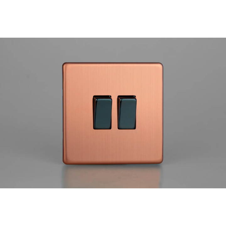 Double Interrupteur design Rocker Switch Haut de Gamme Cuivre Brossé