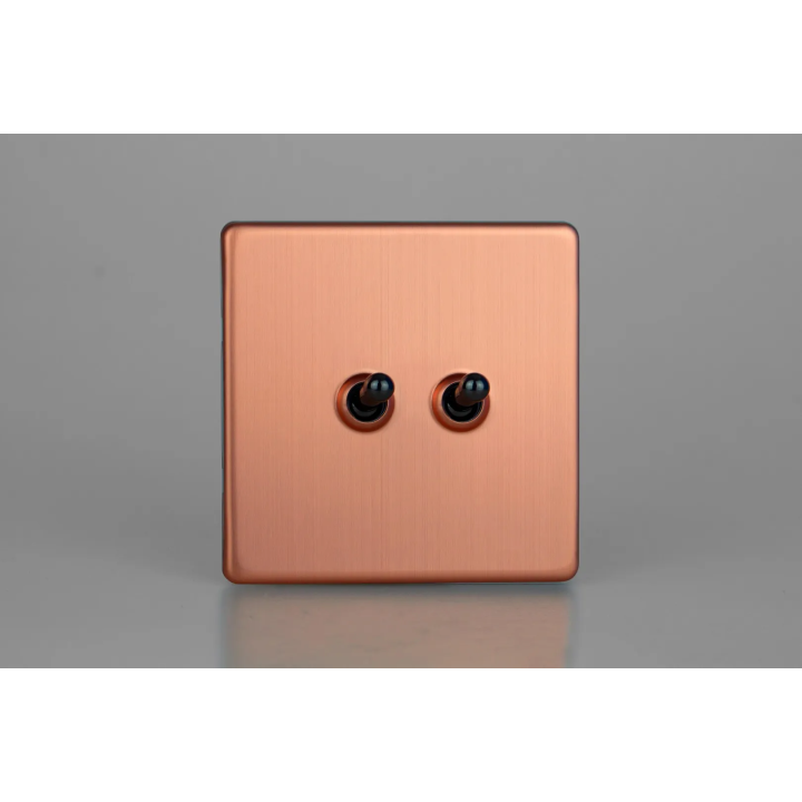 Double interrupteur design toggle haut de gamme finition cuivre brossé