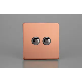 double bouton poussoir design telerupteur haut de gamme finition cuivre brossé