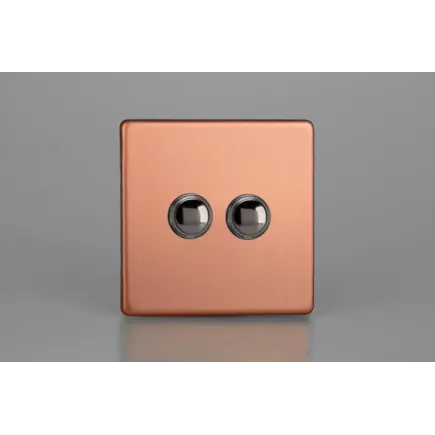 double bouton poussoir design telerupteur haut de gamme finition cuivre brossé
