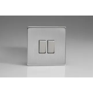 Double Interrupteur Design Va et Vient à Bascule "Rocker Switch" Acier Brossé